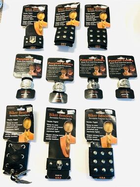 Lot of 10 Vintage Bikers Benders Hair Benders Ponytail Holders Bundle